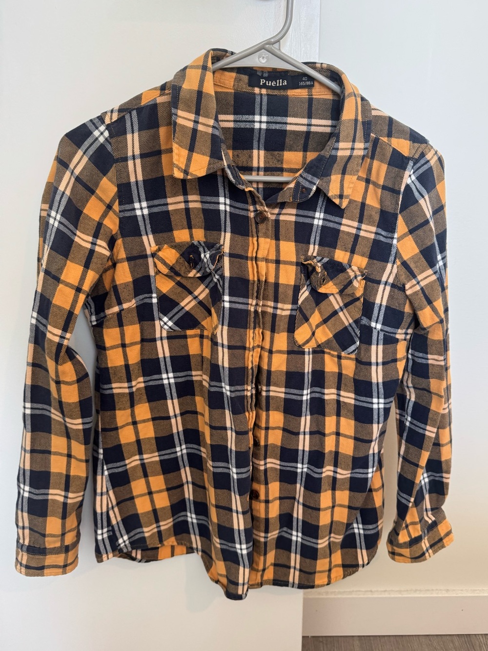 Ella yellow and black plaid button-up shirt